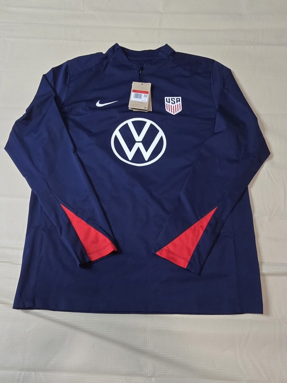 Nike USA Strike Drill Storm FIT Soccer Quarter Zip Top Navy Mens Size L FJ3786